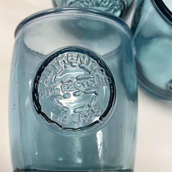 4 - 100% Authentic Recycled Glass Blue Old Fashioned Low Ball Glasses - Picture 3 of 11